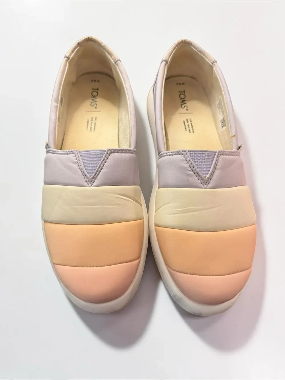 TOMS Mallow Alpargatas Quilted Pastel Lavender Peach Cream 9.5